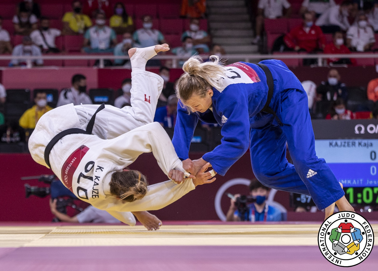 Women judokas in a match